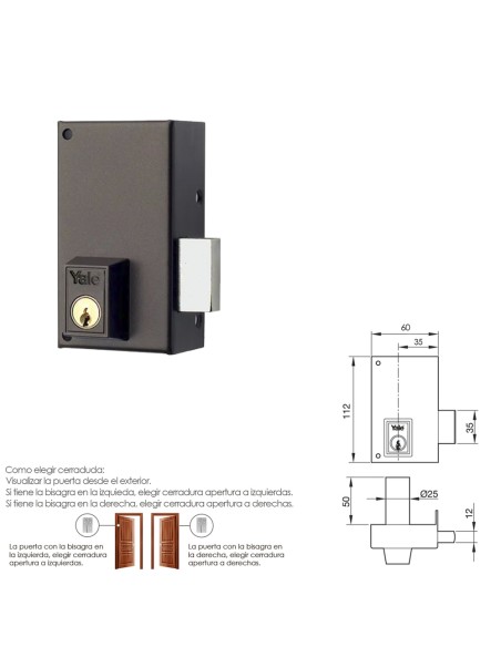 Cerradura Yale 56-c/hp/60/ Derecha