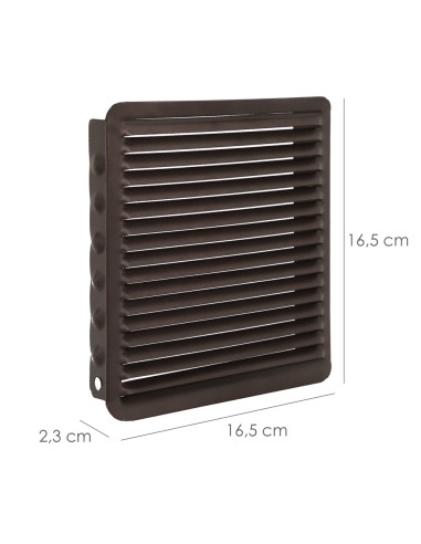 Rejilla Ventilación Empotrar 17x17 cm. Aluminio Marron