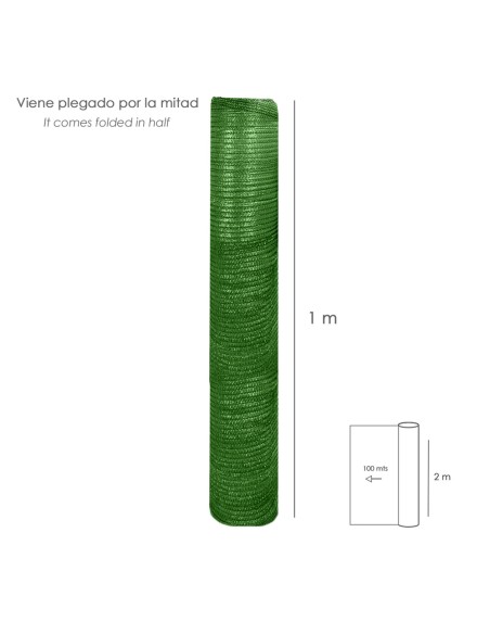 Malla Sombreo 2,0 metros Verde Rollo 100 metros
