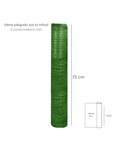 Malla Sombreo 1,5 metros Verde Rollo 100 metros