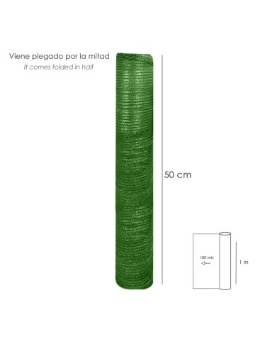 Malla Sombreo 1,0 metro Verde Rollo 100 metros.