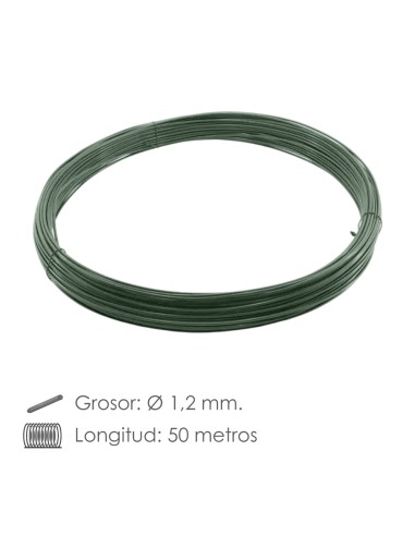 Alambre Plastificado 1,2 mm. Verde (Rollo 50 metros)
