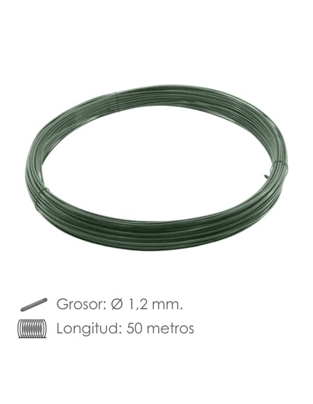 Alambre Plastificado 1,2 mm. Verde (Rollo 50 metros)