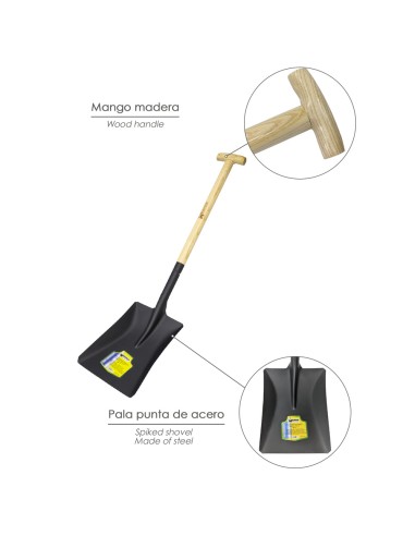 Pala Mango Madera Cuadrada Mango Muleta 509/3