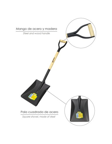 Pala Mango Madera Cuadrada Mango Anilla 509/3