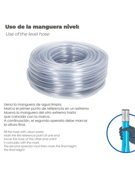 Manguera Transparente Nivel 12x16 mm. Rollo 50 metros