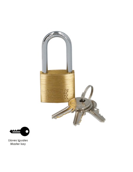 Candado Laton Arco Largo Llaves Iguales 30 mm. Nº2