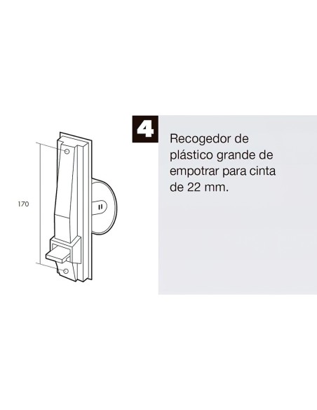 Recogedor Persiana Plastico Grande Cinta 22 mm.