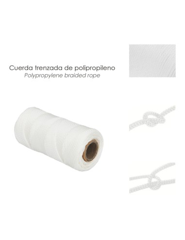 Cuerda Trencilla Polipropileno Blanco (Bobina 50 Metros)