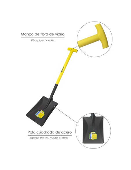 Pala Mango Fibra Vidrio Cuadrada Mango Muleta Nº 3