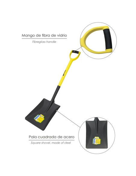 Pala Mango Fibra Vidrio Cuadrada Mango Anilla Nº 3