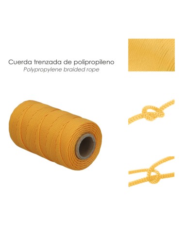 Cuerda Trencilla Polipropileno Amarillo (Bobina 100 Metros)