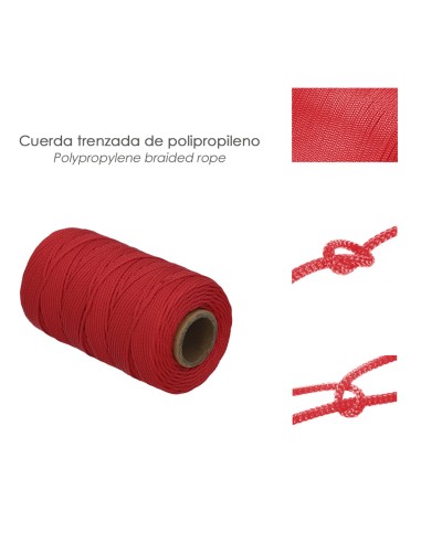 Cuerda Trencilla Polipropileno Roja (Bobina 100 Metros)
