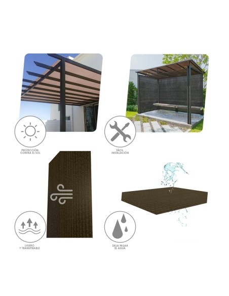 Malla Sombreo 2,0 metros Marron Rollo 100 metros.