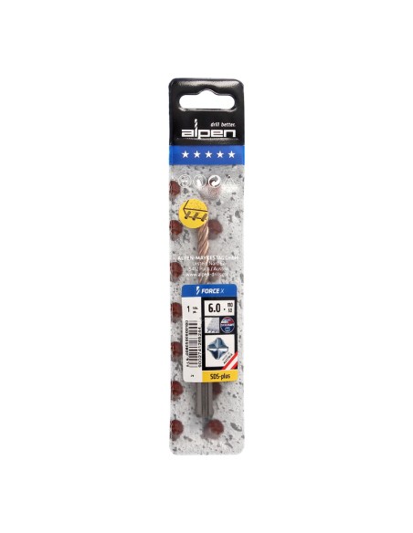Broca Alpen SDS Plus FORCE X 6,00 x 310 mm. Hormigón Armado.