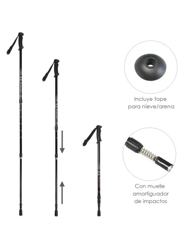 Baston Bordon Caminar Extensible 0,65-1,35 metros Negro