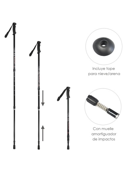 Baston Bordon Caminar Extensible 0,65-1,35 metros Negro