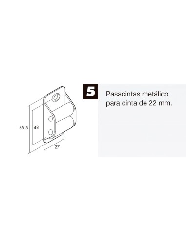 Pasacintas Persiana Zincado Rodillo Nylon Cinta 22 mm.