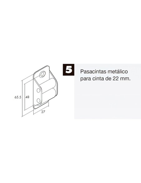 Pasacintas Persiana Zincado Rodillo Nylon Cinta 22 mm.