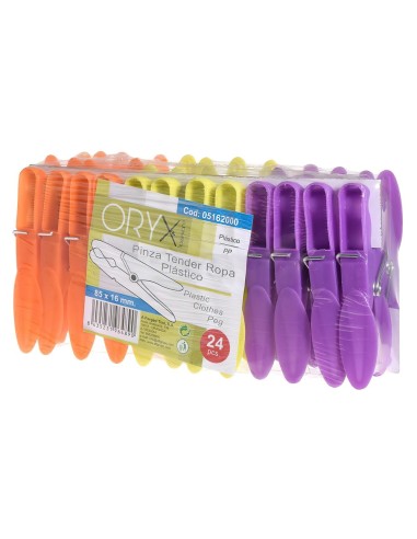 Pinzas Tender Ropa Plastico (Pack 24 Piezas)