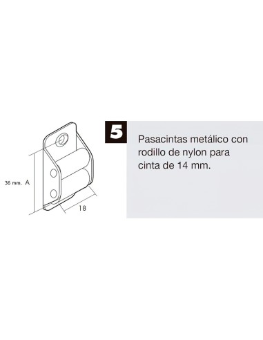 Pasacintas Persiana Mini Rodillos Nylon Cintas 14 mm.
