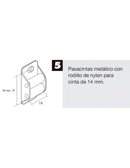 Pasacintas Persiana Mini Rodillos Nylon Cintas 14 mm.