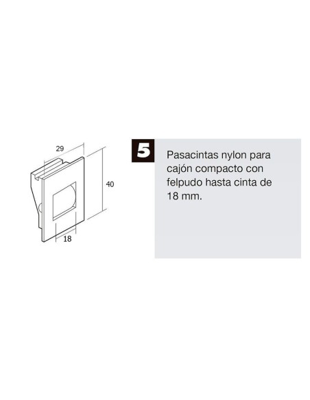Pasacintas Persiana Compacto Rodillos Nylon Cinta hasta 18 mm.