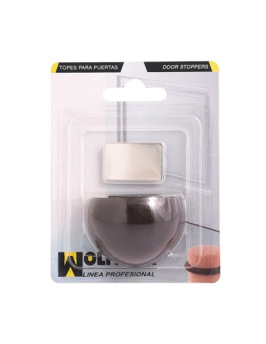 Tope Puerta Adhesivo con Imán Retenedor Marrón