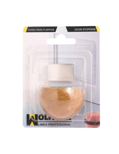 Tope Puerta Adhesivo con Imán Retenedor Color Madera