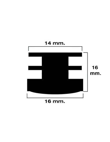 Contera Redonda Interior Negra 16mm. Blister 4 piezas.
