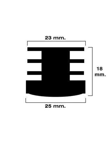 Contera Redonda Interior Negra 25mm. Blister 4 piezas.