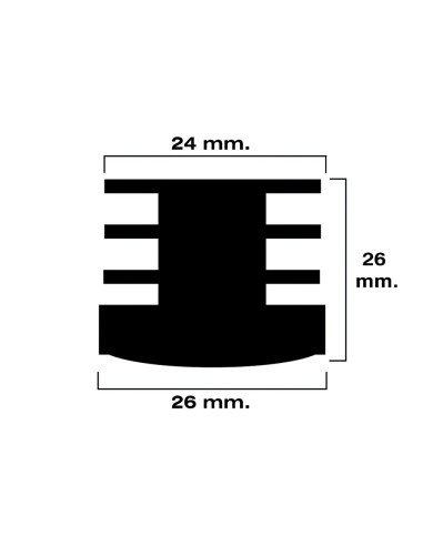 Contera Redonda Interior Negra 26mm. Blister 4 piezas.