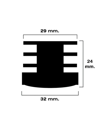 Contera Redonda Interior Negra 32mm. Blister 4 piezas.
