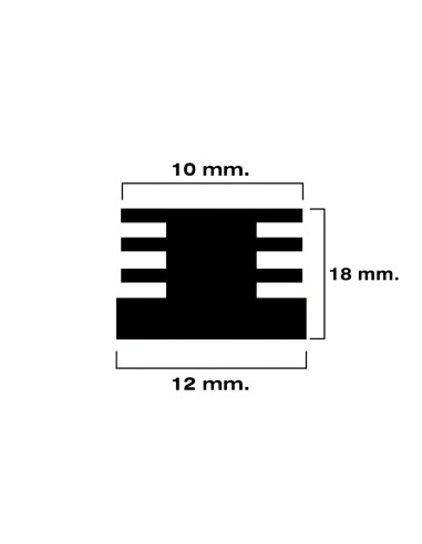 Contera Cuadrada Interior Negra 12x12 mm. Blister 4 piezas.