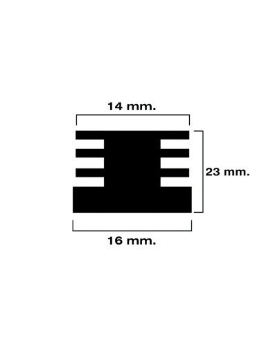 Contera Cuadrada Interior Negra 16x16 mm. Blister 4 piezas.