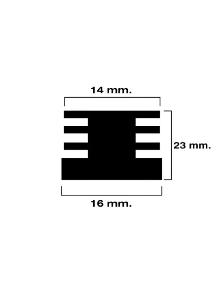 Contera Cuadrada Interior Negra 16x16 mm. Blister 4 piezas.