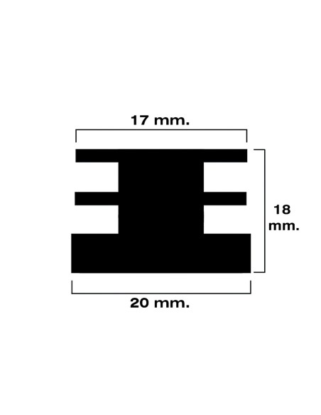 Contera Cuadrada Interior Negra 20x20 mm. Blister 4 piezas.