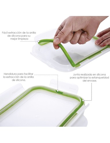 Recipiente Hermetico Cristal Rectangular 330 ml. 13.9 x 10.5 x 5.6 (alt) cm.