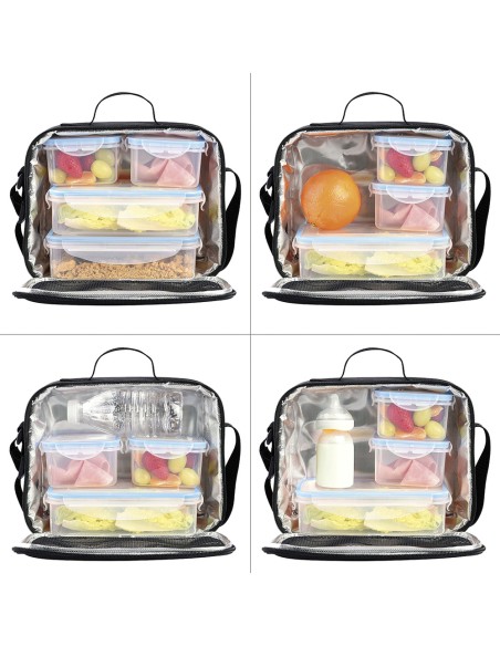 Bolsa Termica Con 4 Recipientes Hermeticos Plastico (2x800 ml + 2x400 ml.)