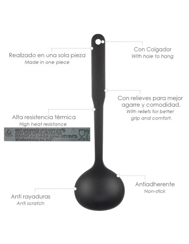 Cucharon Servir Cocina Nylon Basic 32 x 9.5 cm.