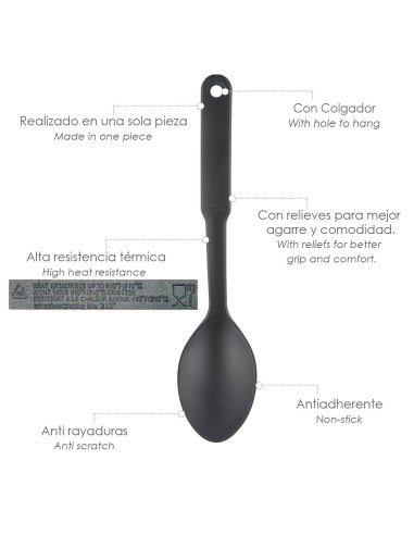 Cuchara Cocina Nylon Basic 30,5 x 7 cm.