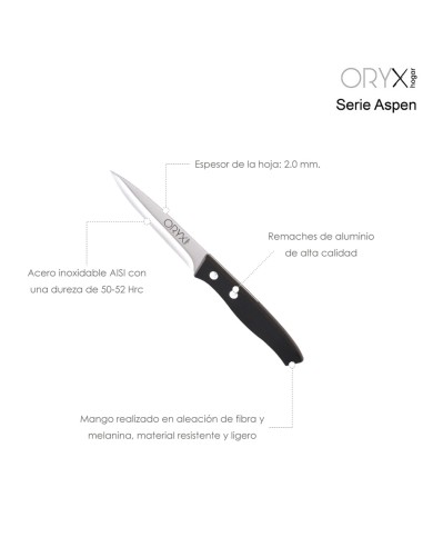 Cuchillo Aspen Patatero Hoja Acero Inoxidable 10 cm. Negro
