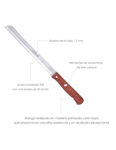 Cuchillo Montana Panero Hoja Acero Inoxidable 18 cm. Mango Madera