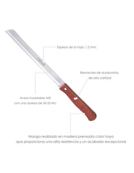 Cuchillo Montana Panero Hoja Acero Inoxidable 18 cm. Mango Madera