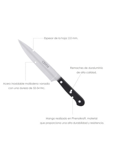 Cuchillo Grenoble Verduras Hoja Acero Inoxidable 15 cm. Negro