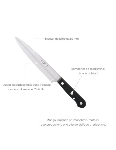 Cuchillo Grenoble Cocina Hoja Acero Inoxidable 17 cm. Negro