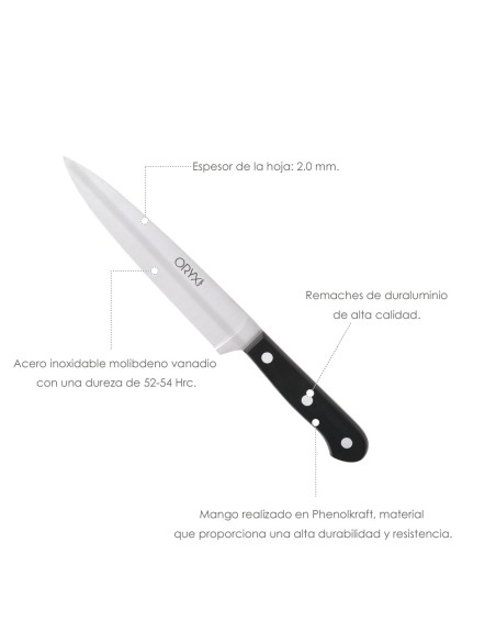 Cuchillo Grenoble Cocina Hoja Acero Inoxidable 17 cm. Negro