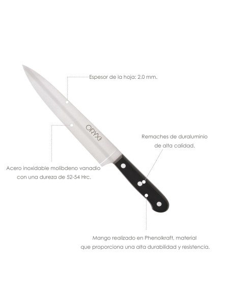 Cuchillo Grenoble Cocinero / Chef Hoja Acero Inoxidable 20 cm. Negro