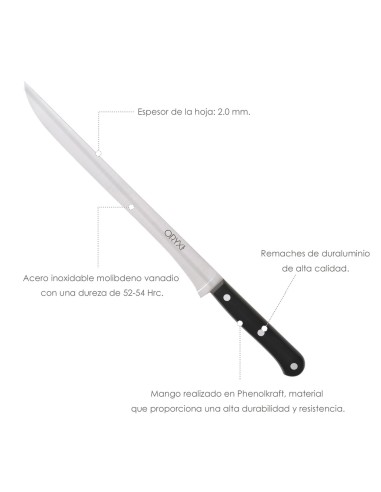 Cuchillo Grenoble Jamonero Hoja Acero Inoxidable 25 cm. Negro