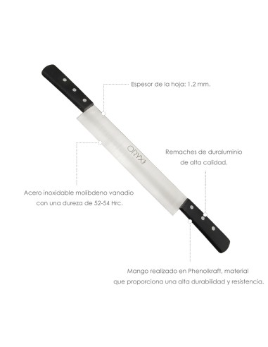 Cuchillo Grenoble Quesero 2 Mangos Hoja Acero Inoxidable 25 cm. Negro